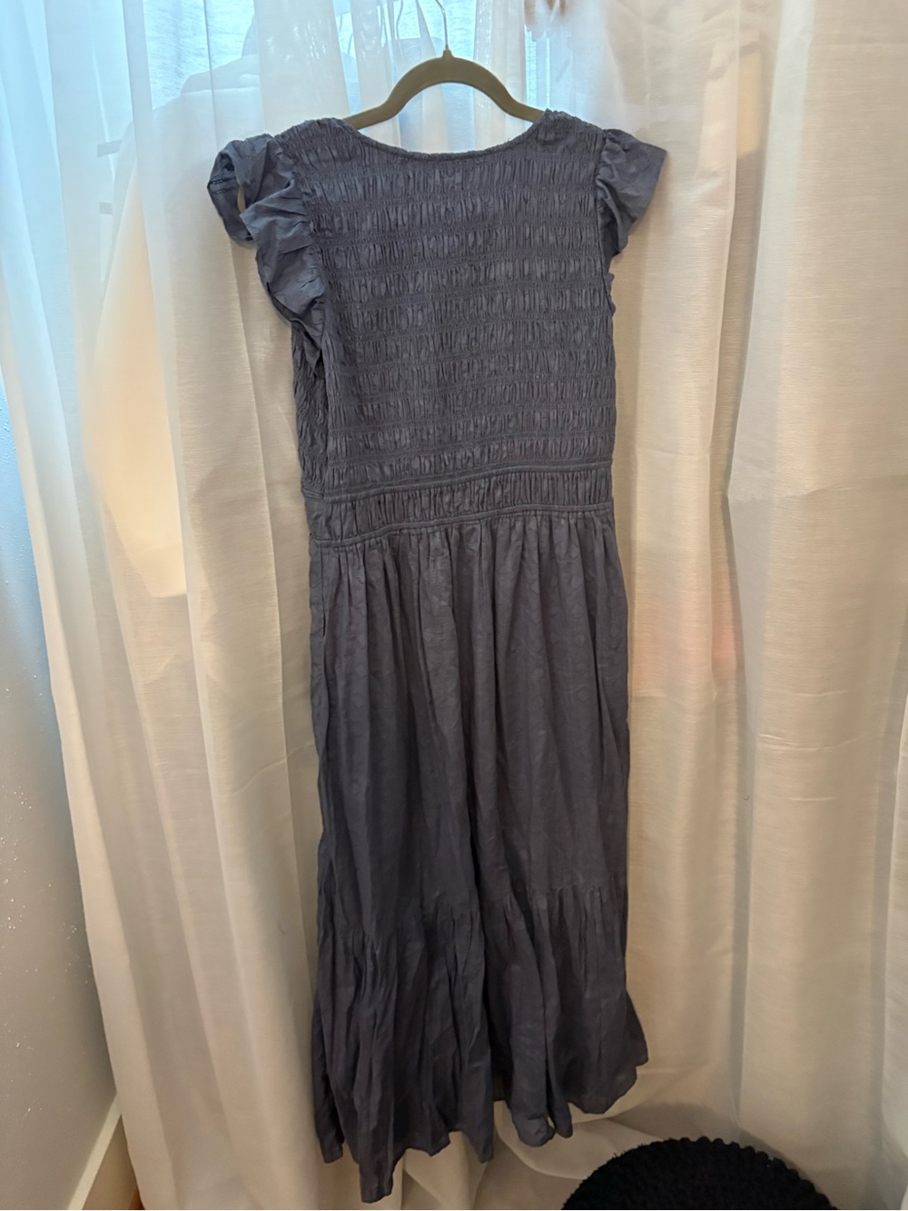 Anthropologie Smocked V-Neck Maxi Dress in Slate Blue - Picture 4 of 4